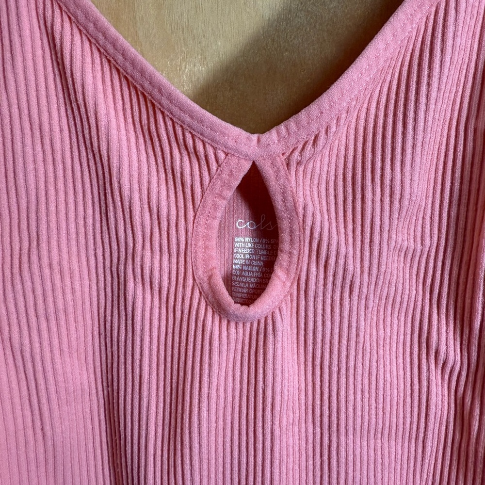 Colsie Coral Ribbed Bodysuit - Picture 2 of 4